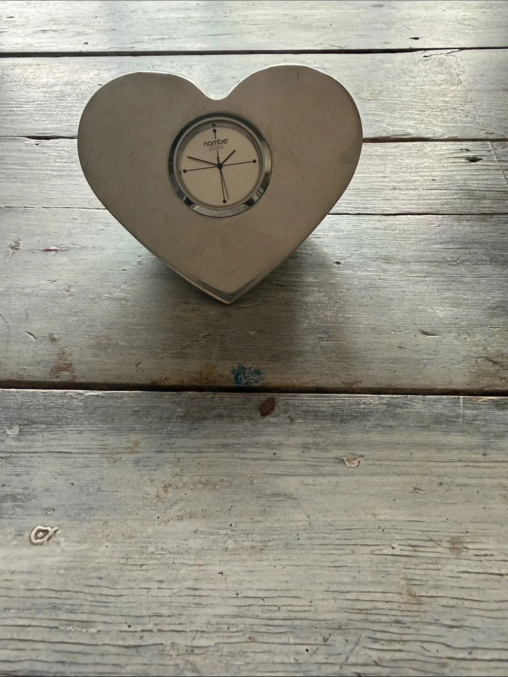Nambe from Nambe NM Heart Shaped desk Clock - Modern Heart Decor. 2.25x4x3.5.
